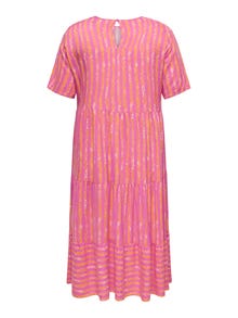 ONLY Regular Fit Round Neck Long dress -Strawberry Moon - 15317059
