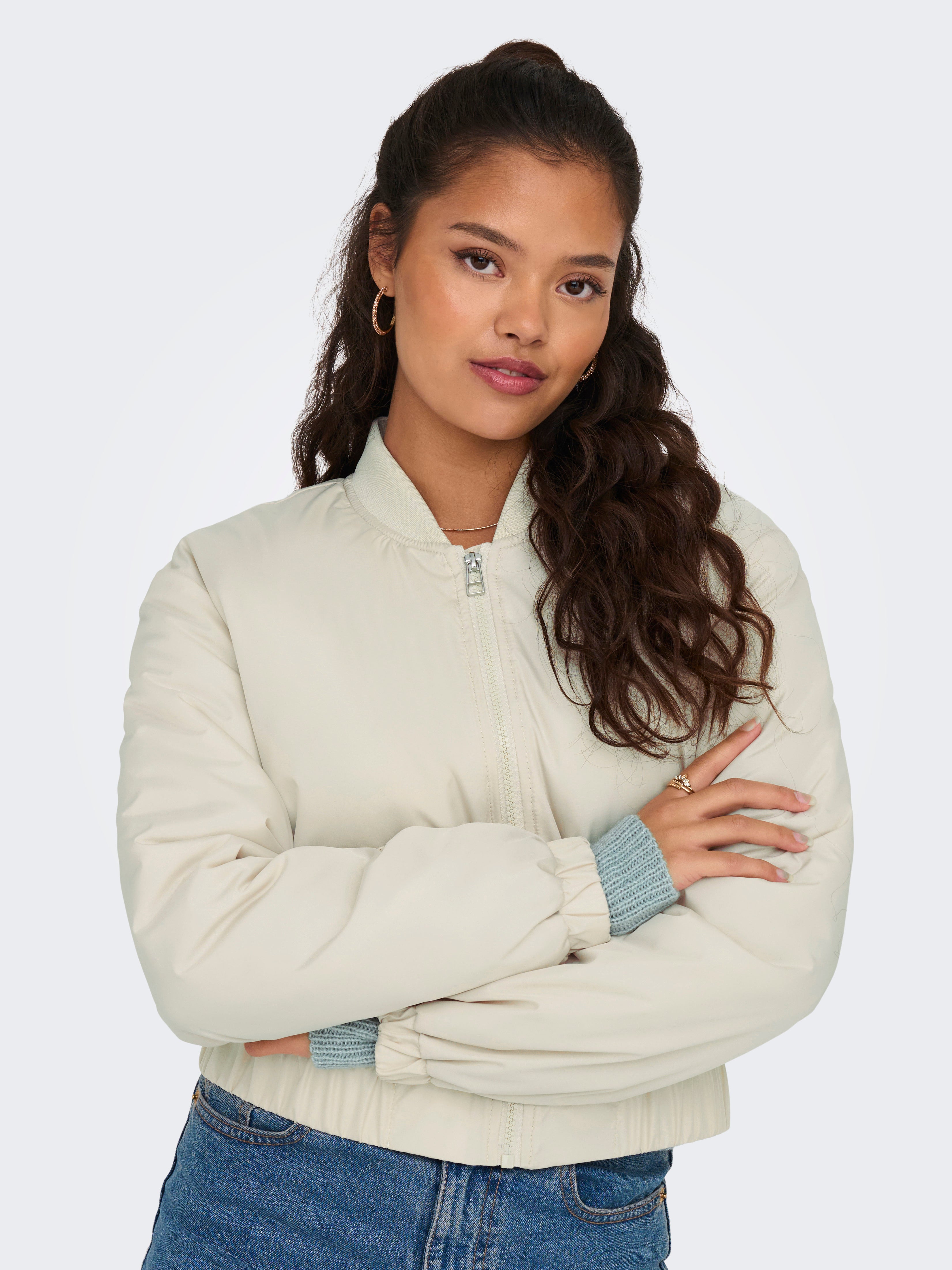 Veste droite à col rond et épaulettes - Blanc