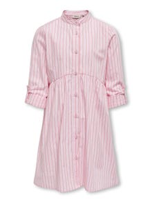ONLY Loose Fit China Collar Fold-up cuffs Short dress -Begonia Pink - 15317152
