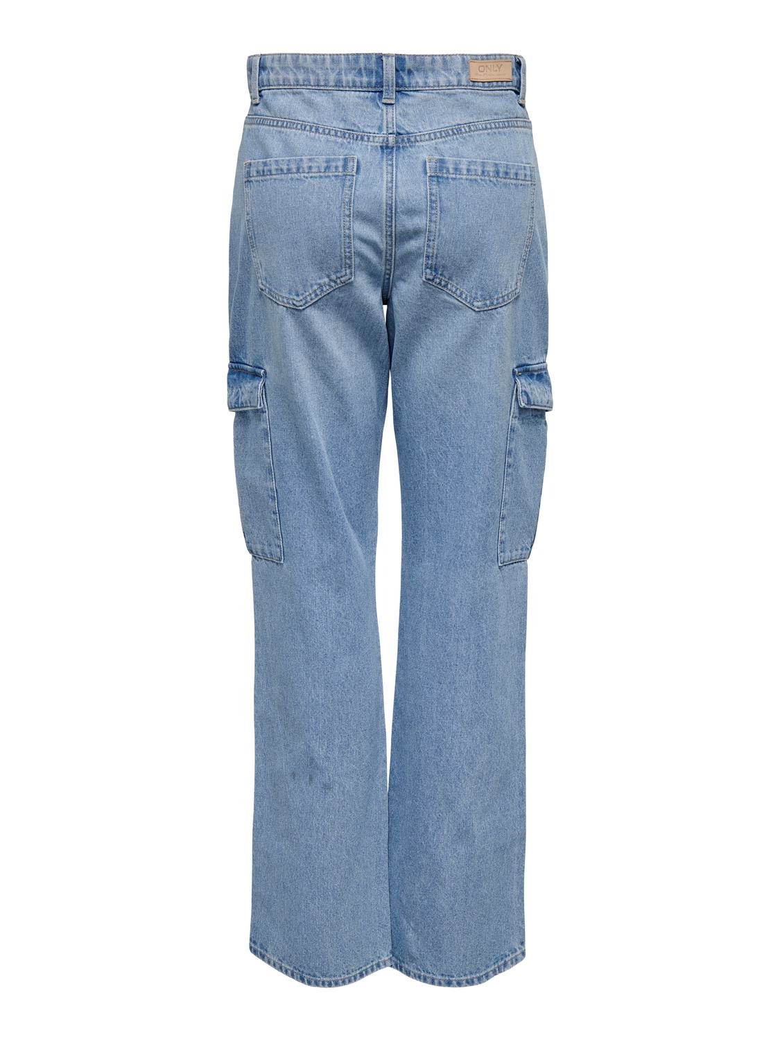 ONLY ONLRiley High Waist Straight Cargo Jeans -Light Blue Denim - 15317190