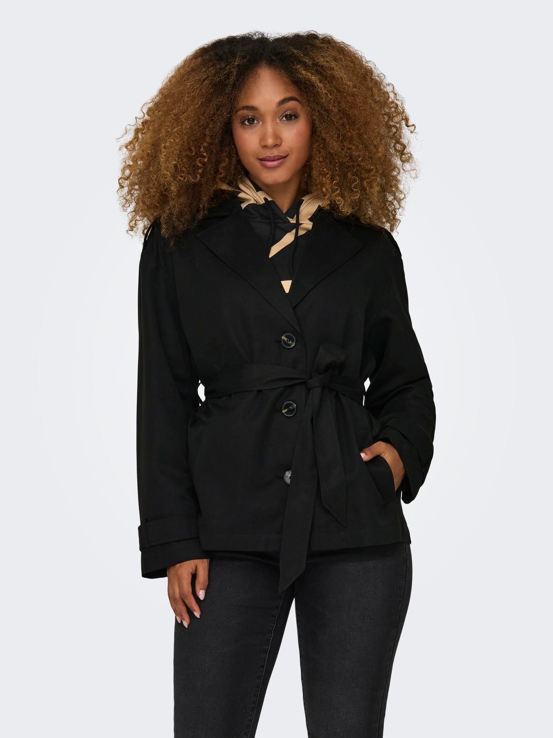ONLY Short trenchcoat jacket -Black - 15317205