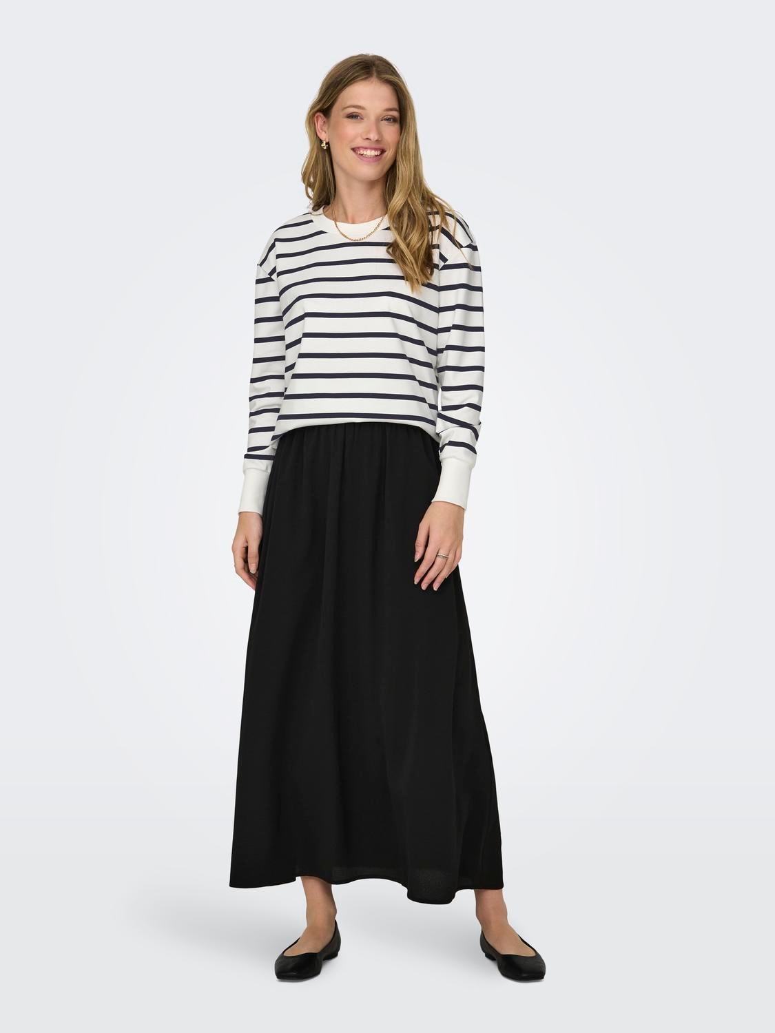 ONLY Lang nederdel med elastikkant -Black - 15317335