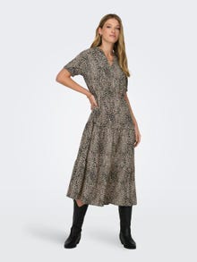 ONLY Normal geschnitten V-Ausschnitt Langes Kleid -Black - 15317337