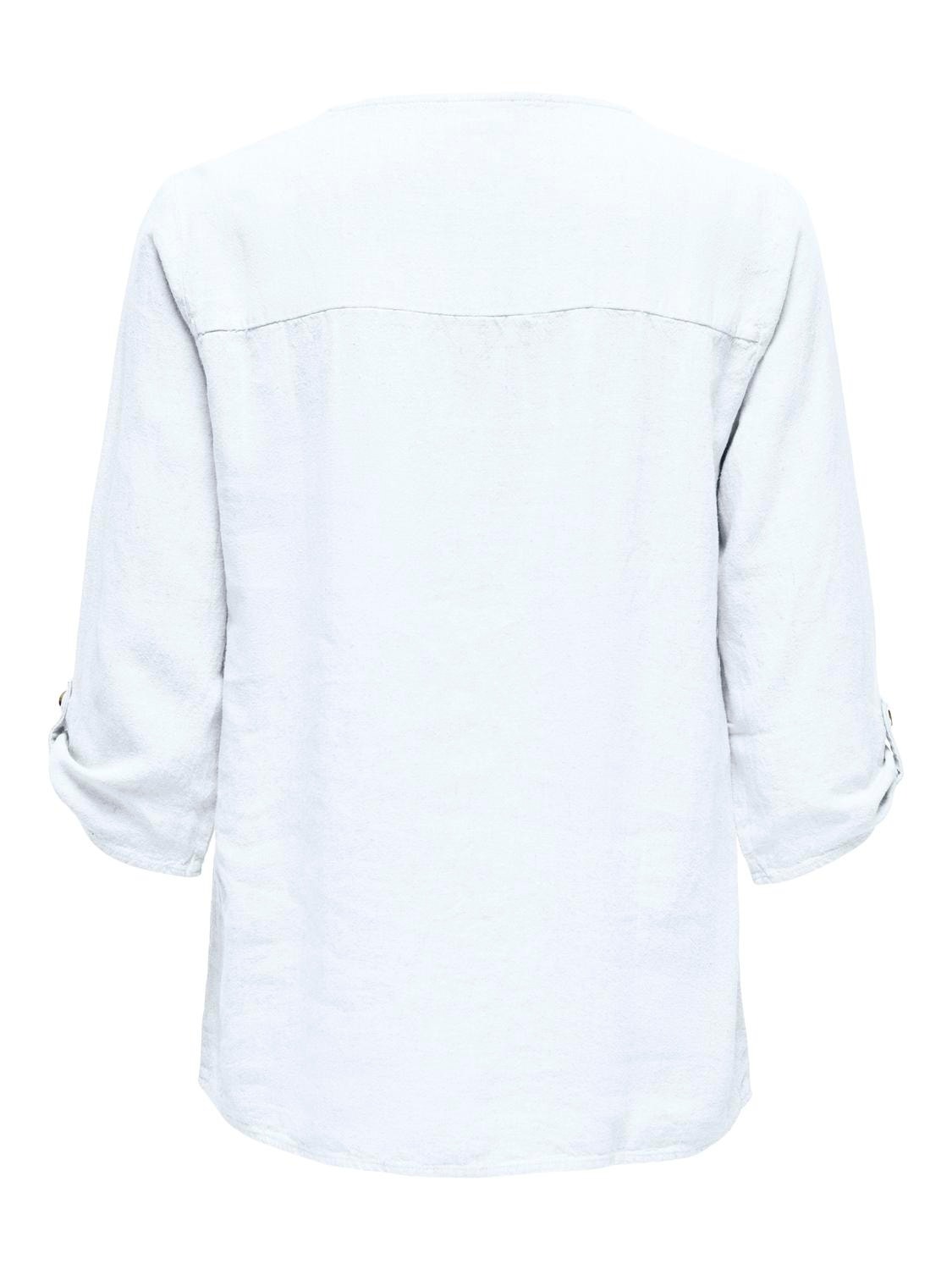 ONLY Regular Fit V-Neck Fold-up cuffs Top -Bright White - 15317390