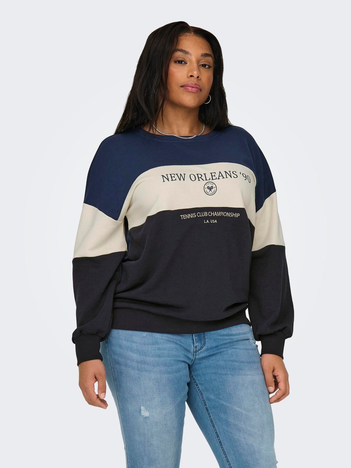ONLY Sweat-shirt Regular Fit Col rond -Naval Academy - 15317411