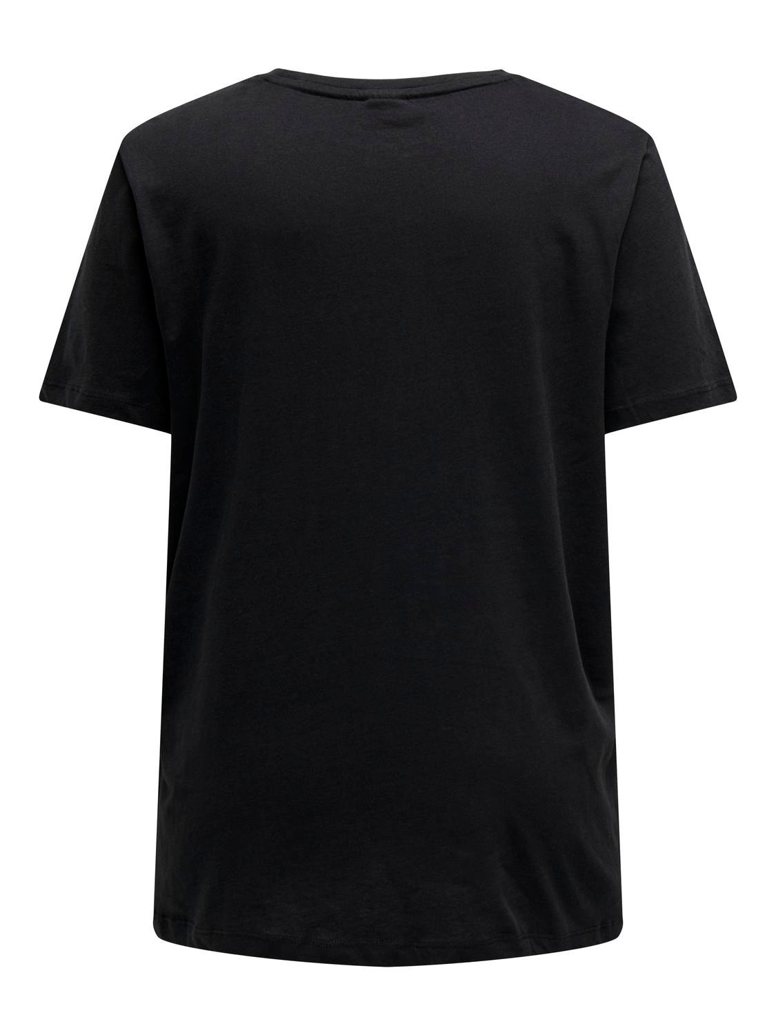 ONLY Krój pudełkowy Okrągły dekolt T-shirt -Black - 15317413