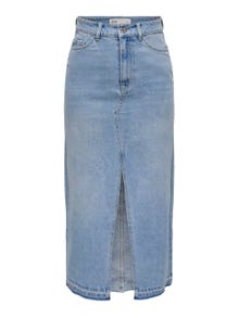 ONLY Midi denim skirt with slit -Light Blue Denim - 15317441