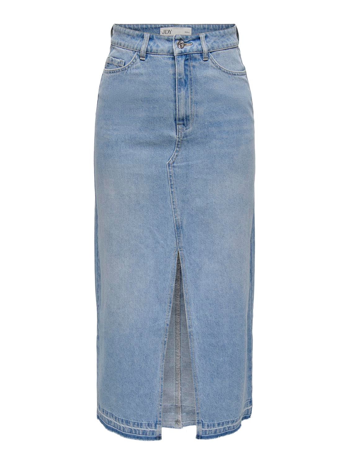 ONLY Midi denim skirt with slit -Light Blue Denim - 15317441