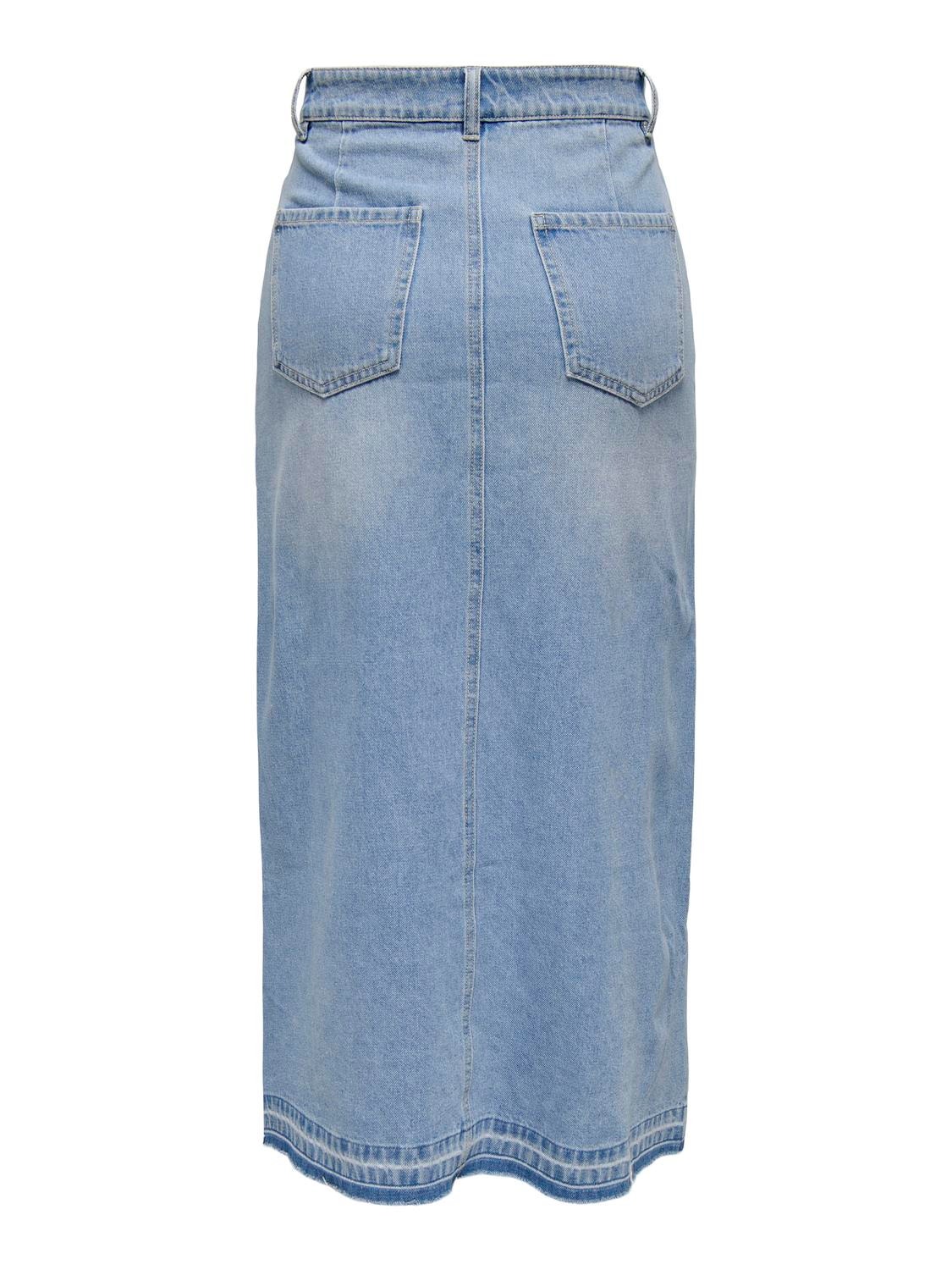 ONLY Midi denim skirt with slit -Light Blue Denim - 15317441