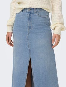 ONLY Midi denim skirt with slit -Light Blue Denim - 15317441