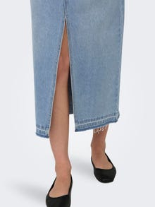 ONLY Midi denim skirt with slit -Light Blue Denim - 15317441