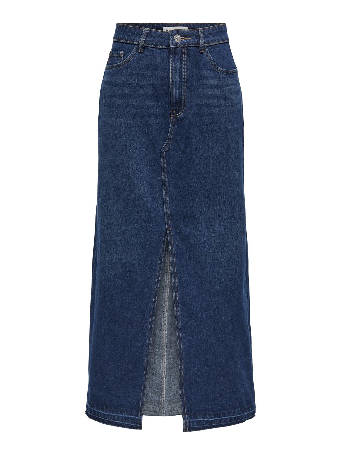 ONLY High waist Long skirt -Dark Blue Denim - 15317441
