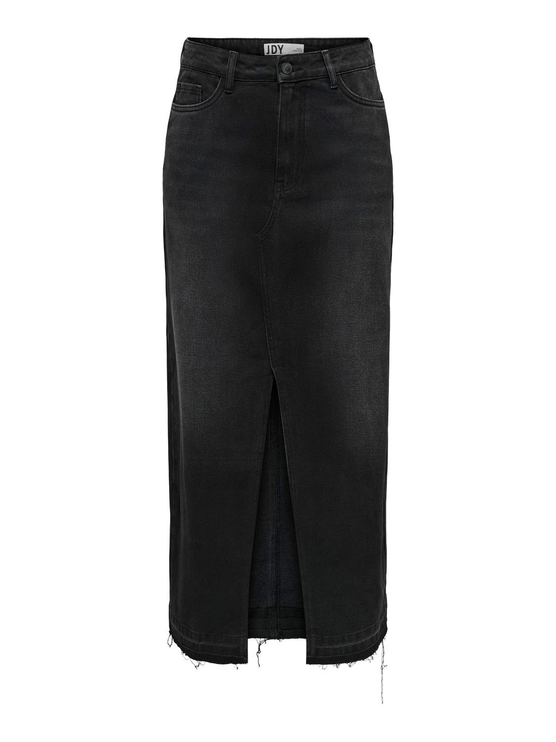 ONLY High waist Lange rok -Black Denim - 15317441