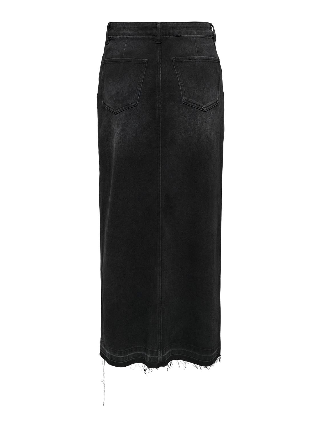 ONLY Midi denim skirt with slit -Black Denim - 15317441