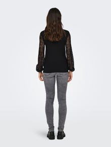 ONLY Mama O-neck top with lace -Black - 15317599