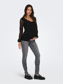 ONLY Mama O-neck top with lace -Black - 15317599