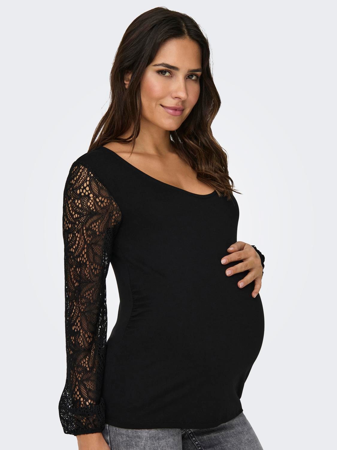 ONLY Regular Fit O-hals Maternity Topp -Black - 15317599