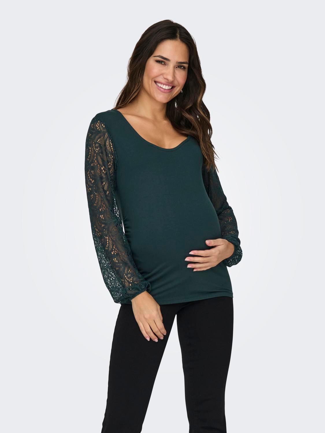 ONLY Normal geschnitten Rundhals Maternity Top -Green Gables - 15317599