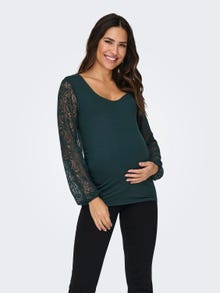 ONLY Regular Fit O-hals Maternity Topp -Green Gables - 15317599