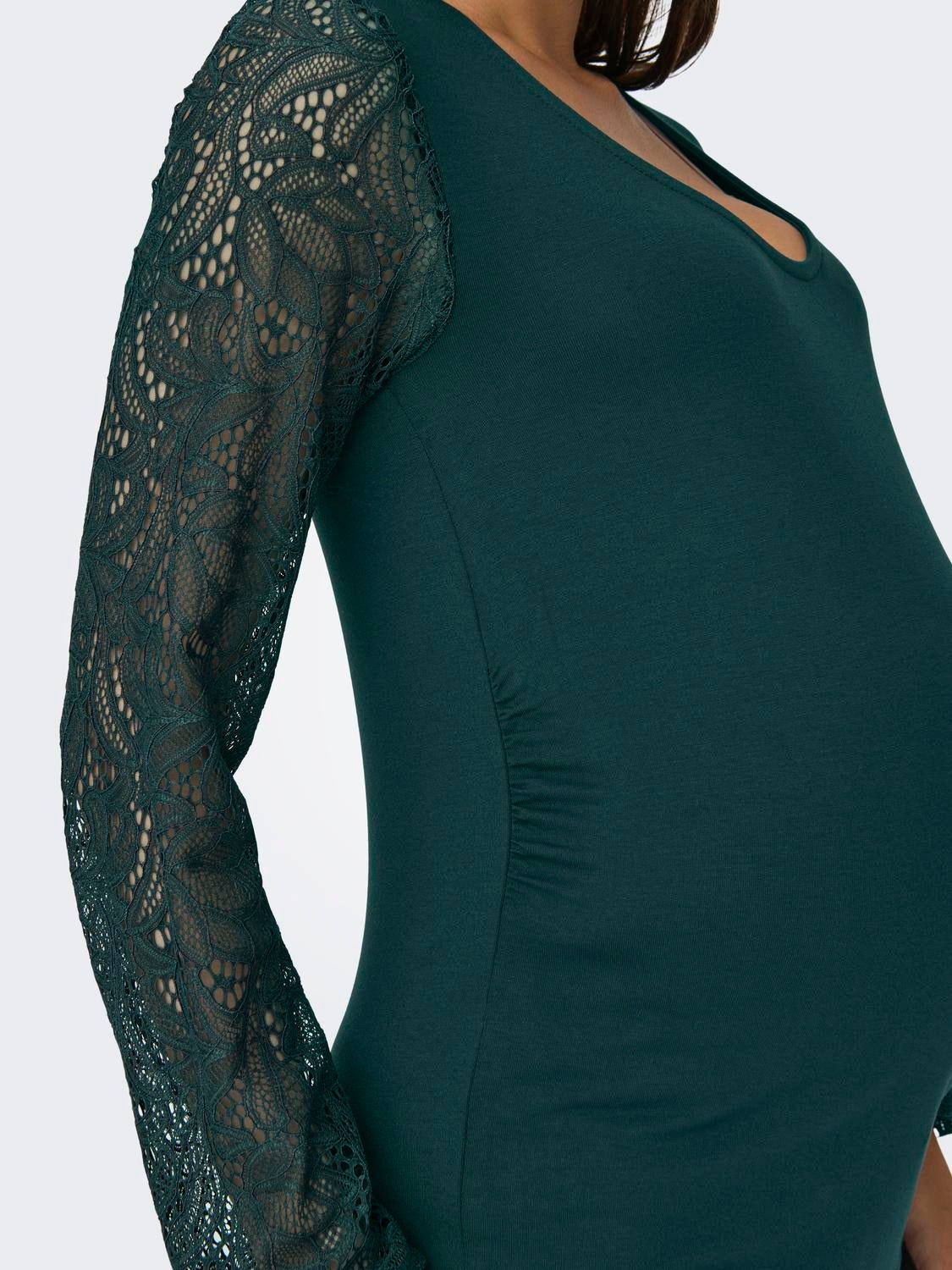 ONLY Regular Fit O-Neck Maternity Top -Green Gables - 15317599