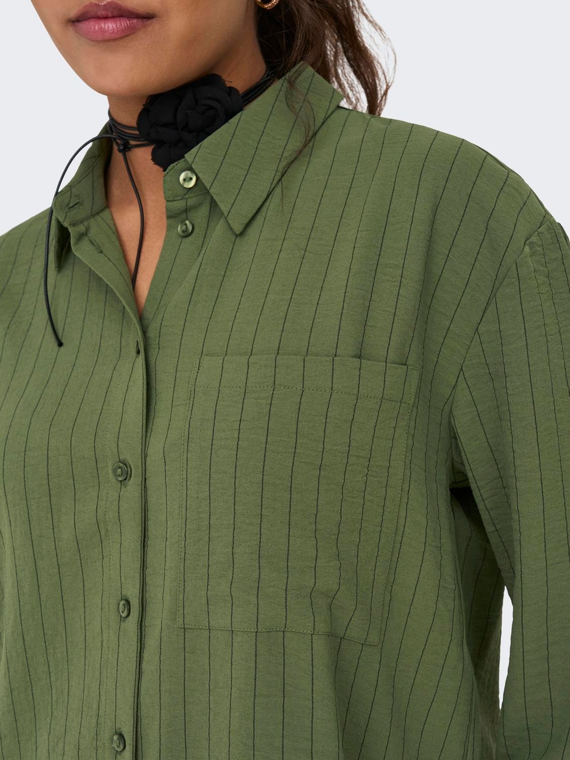 ONLY Striped shirt with oversized fit -Winter Moss - 15317636