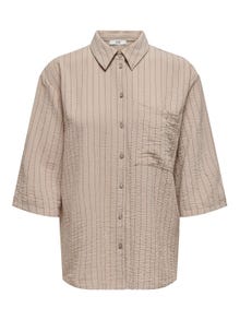 ONLY Regular fit Overhemd kraag Brede manchetten Verlaagde schoudernaden Overhemd -Beige - 15317636