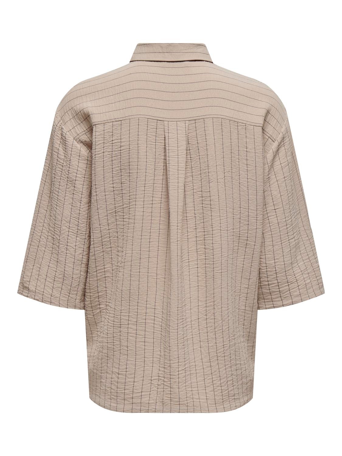 ONLY Striped shirt with oversized fit -Beige - 15317636