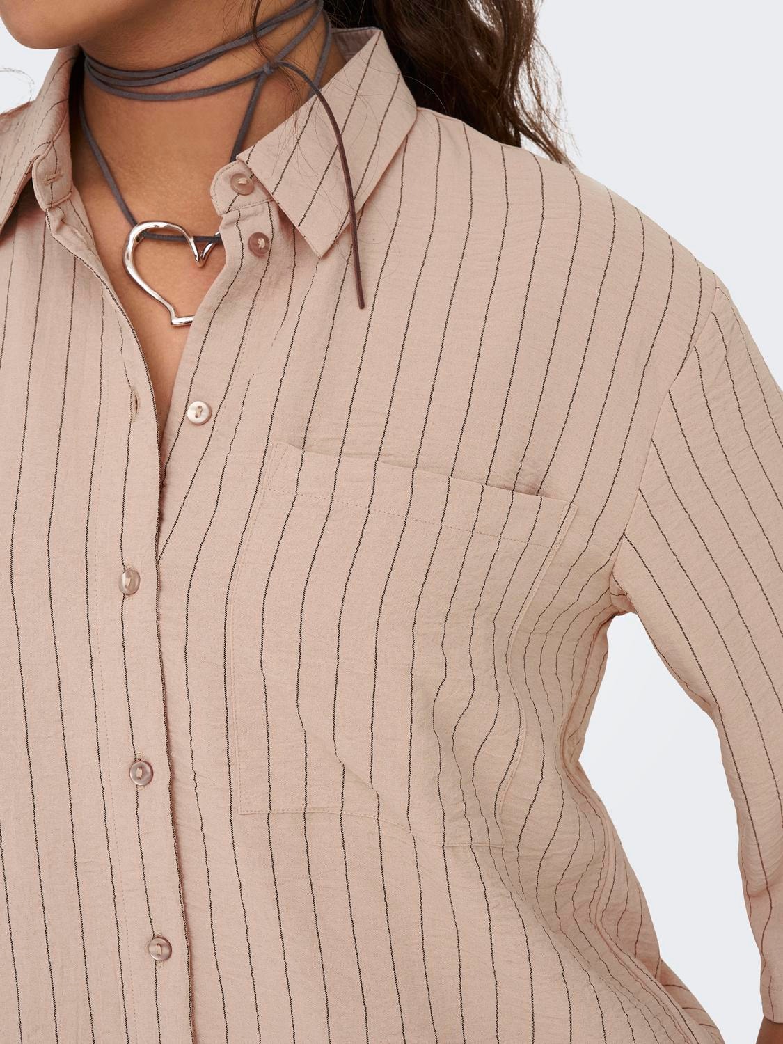 ONLY Striped shirt with oversized fit -Beige - 15317636