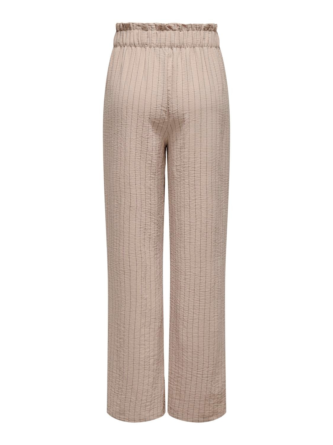 ONLY Striped pants with high waist -Beige - 15317637