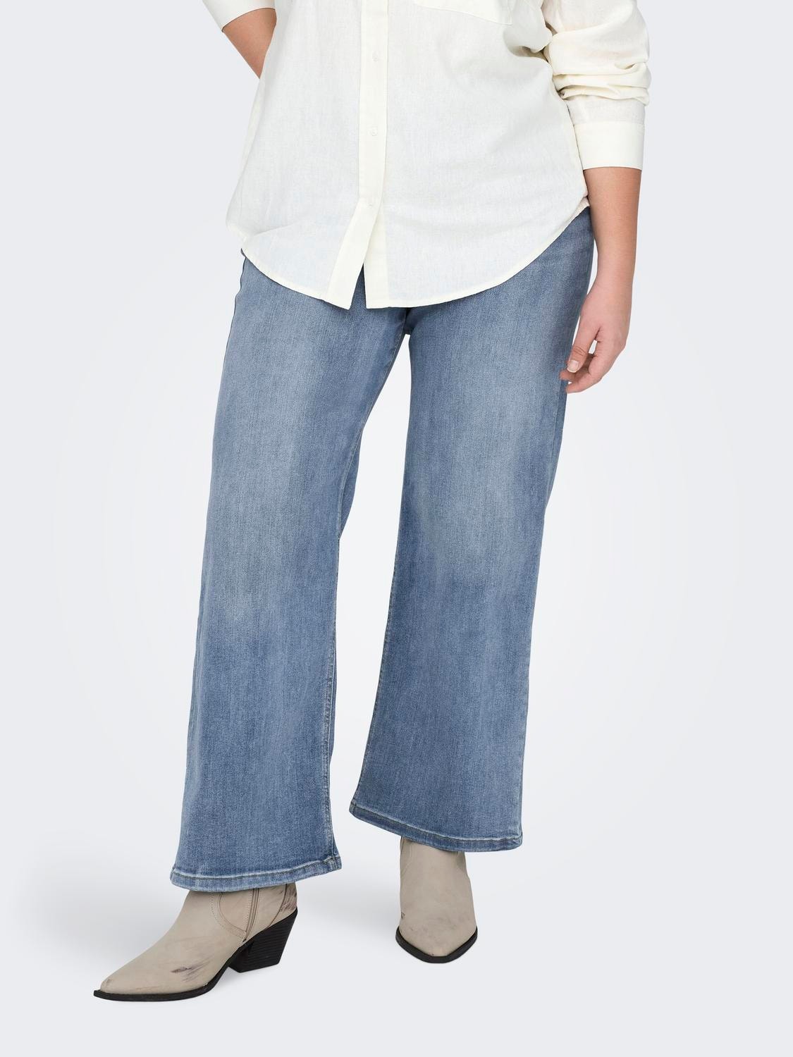 ONLY Jeans Wide Leg Fit Taille haute -Light Blue Denim - 15317662