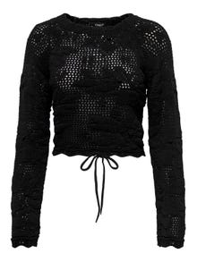 ONLY Cropped o-neck knit sweatshirt -Black - 15317706