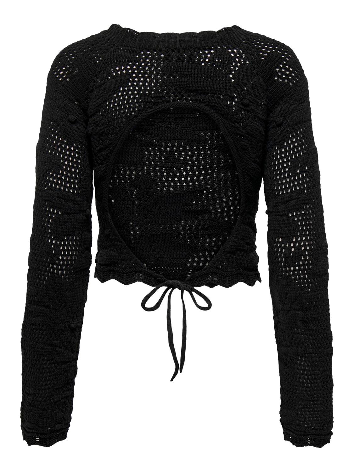 ONLY Cropped o-neck knit sweatshirt -Black - 15317706