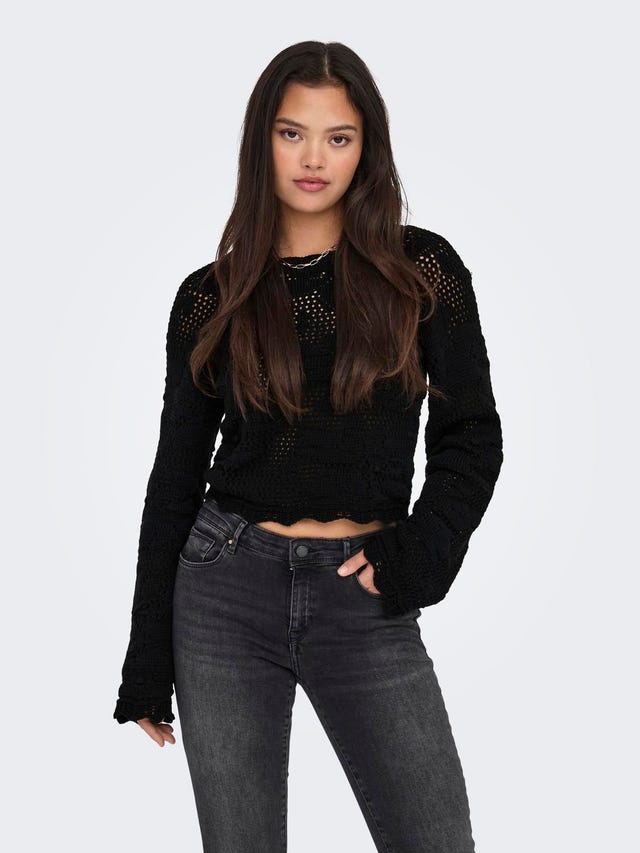 ONLY Cropped o-neck knit sweatshirt - 15317706