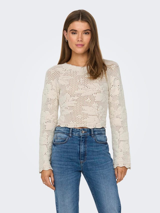 ONLY Cropped o-neck knit sweatshirt - 15317706