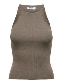ONLY Regular Fit Halter neck Knit top -Walnut - 15317710