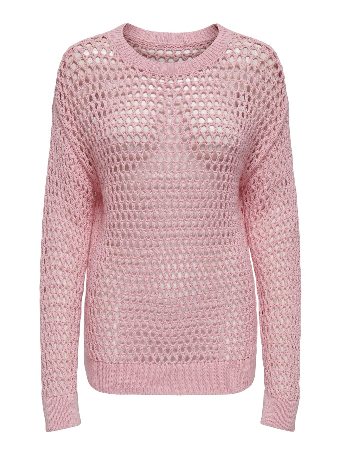 ONLY O-neck knit pullover -Candy Pink - 15317718