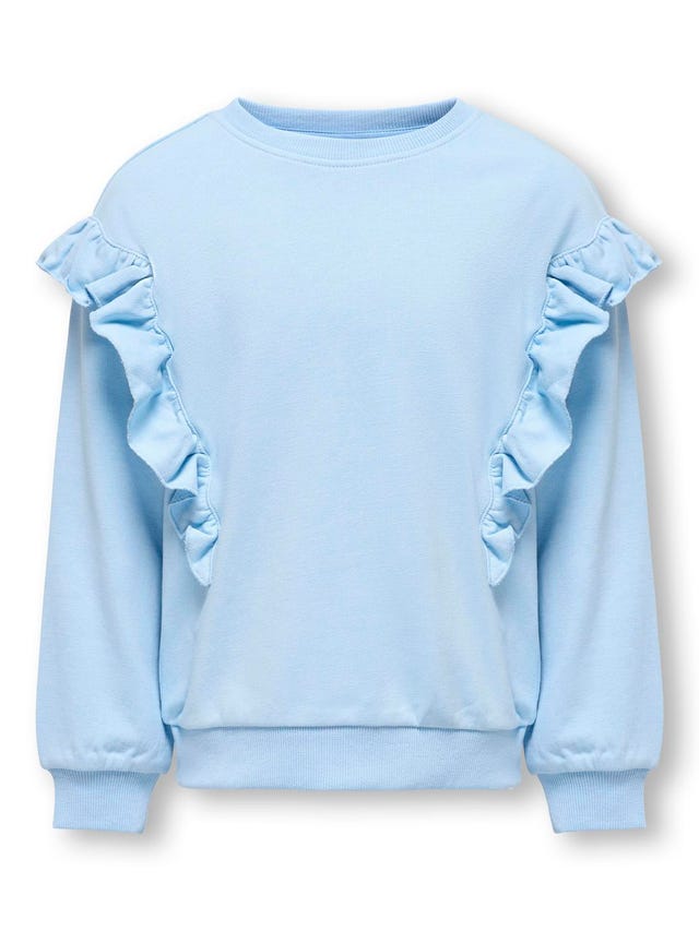 ONLY O-hals sweatshirt med flæser - 15317807
