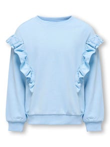 ONLY O-hals sweatshirt med flæser -Clear Sky - 15317807
