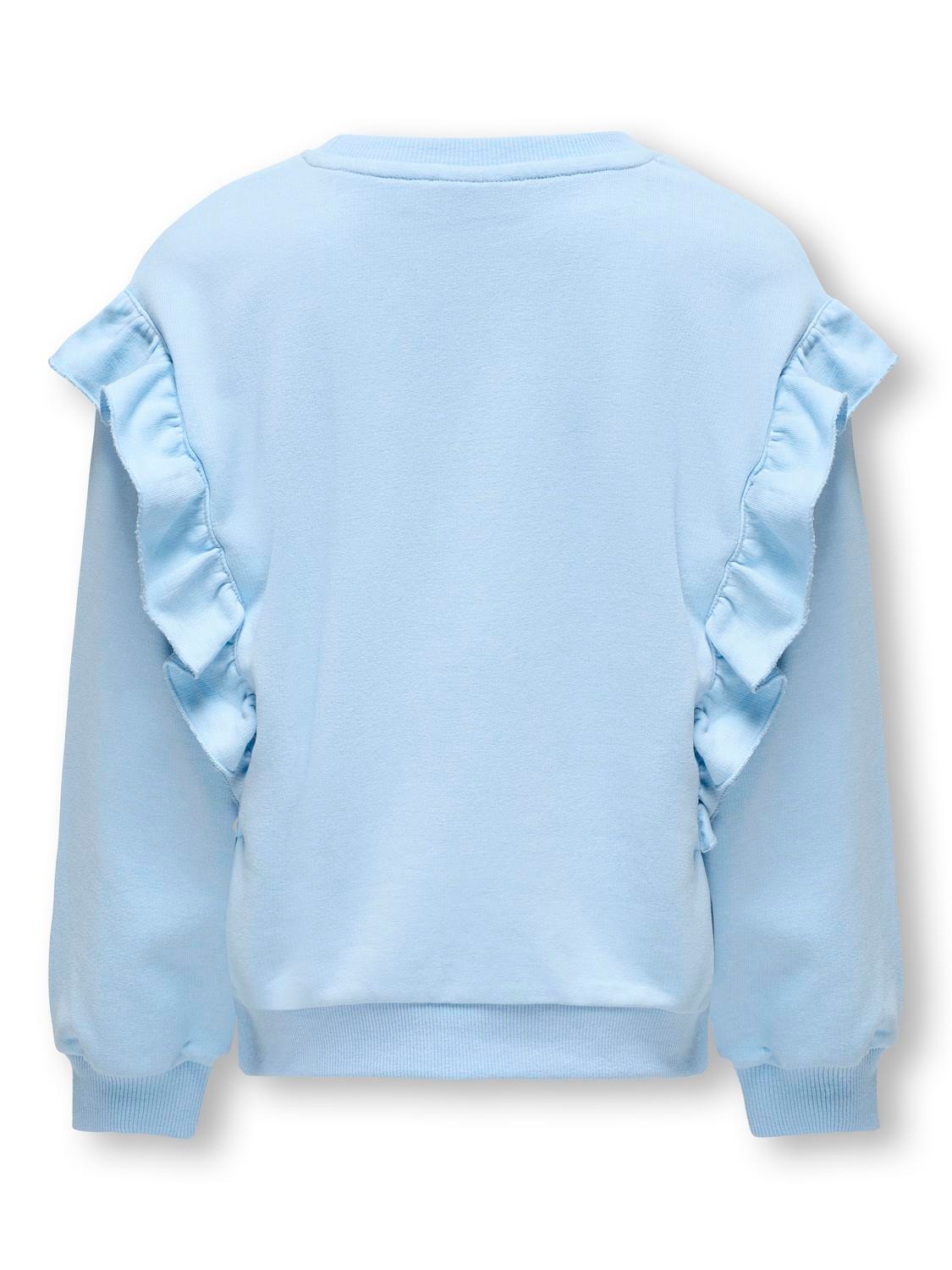 ONLY O-hals sweatshirt med flæser -Clear Sky - 15317807
