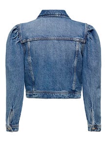 ONLY Szeroki kołnierz włoski Mankiety zapinane na guziki Bufki Kurtka -Medium Blue Denim - 15317998