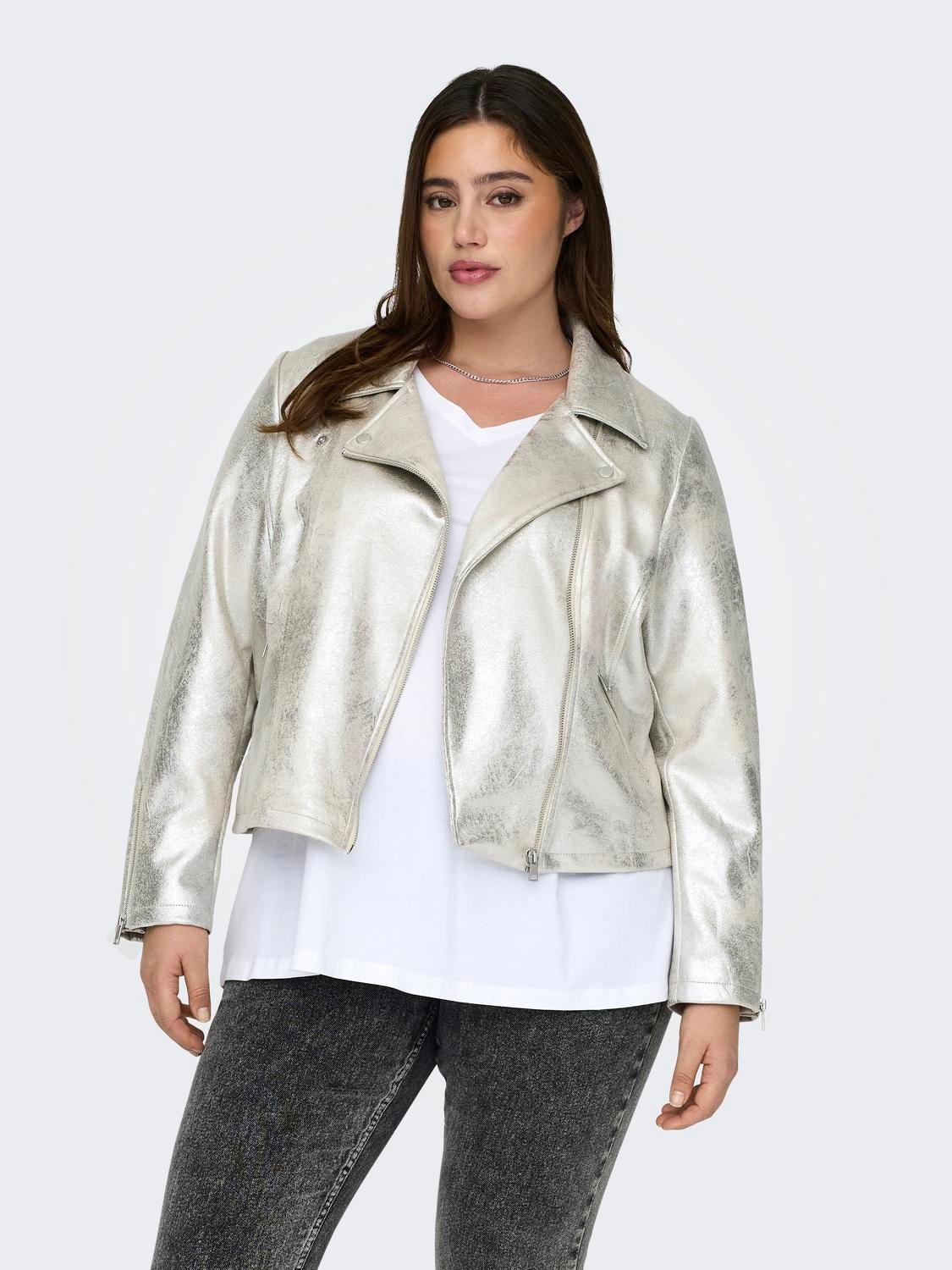 ONLY curvy faux leather jacket -Pumice Stone - 15318024