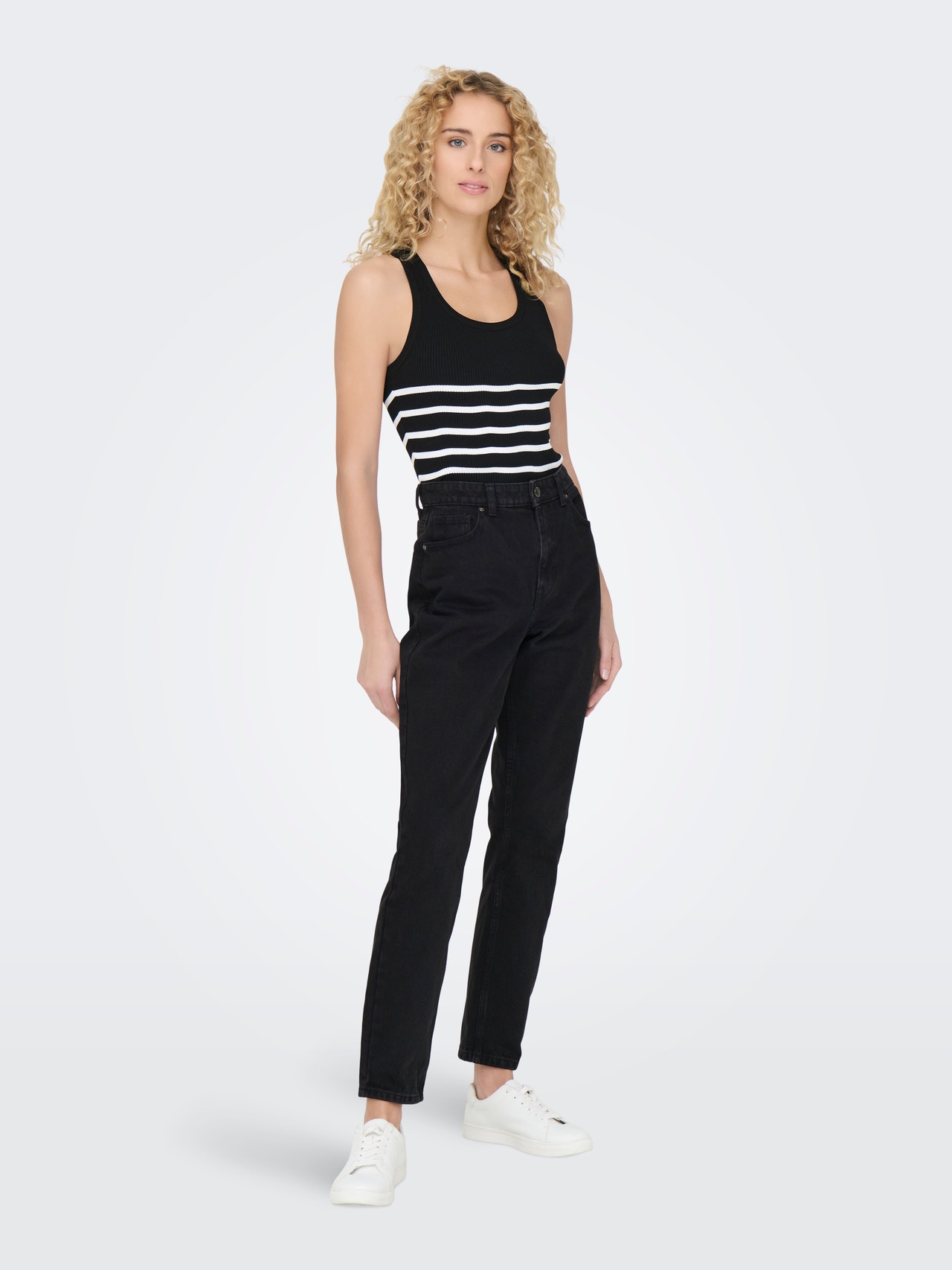 ONLY Knitted striped top -Black - 15318031