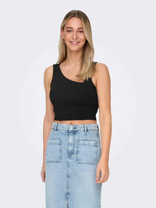 ONLY Cropped Fit Asymmetrisk hals Topp - 15318111
