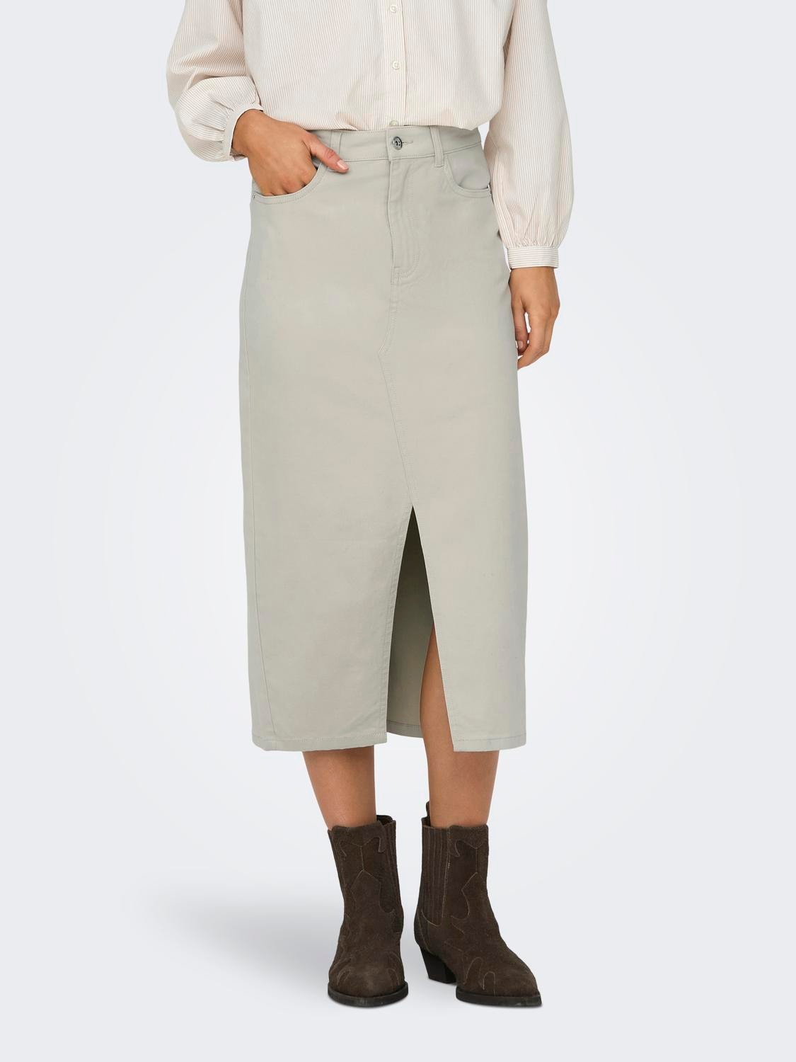 ONLY High waist Long skirt -Silver Lining - 15318146
