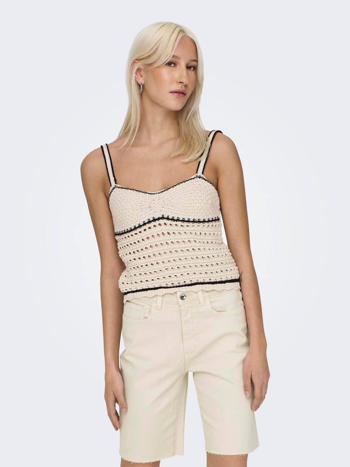 ONLY Knitted top with square-neck -Birch - 15318209