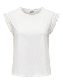 ONLY Regular Fit Round Neck Top -Cloud Dancer - 15318217