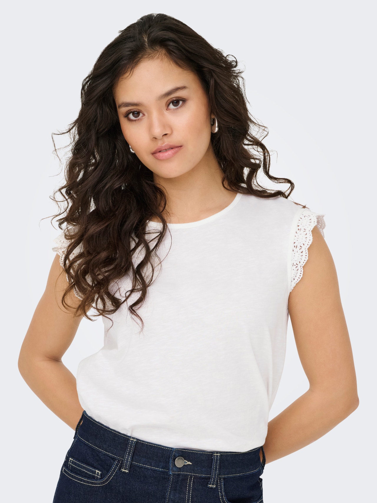 ONLY Tavapärane lõige Ümmargune kaelus Top -Cloud Dancer - 15318217