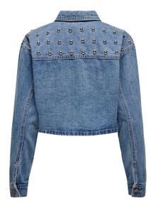 ONLY Cropped denimjakke med knitter -Medium Blue Denim - 15318279