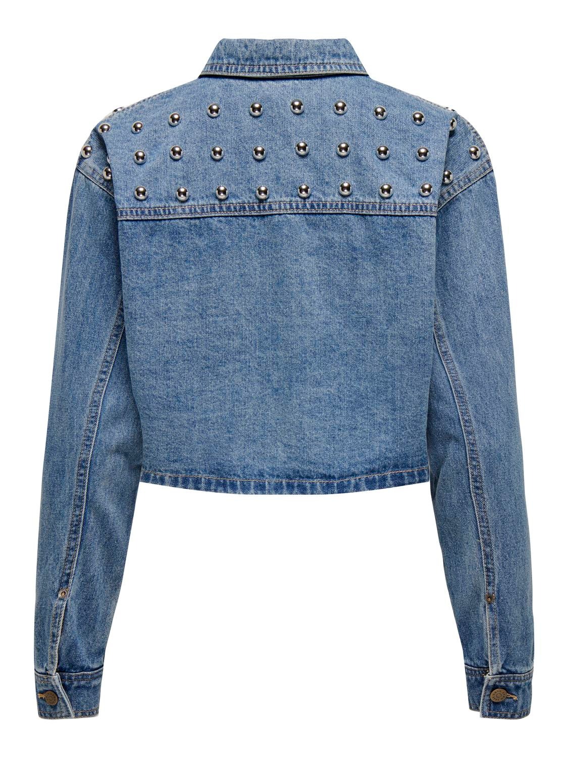 ONLY Cropped denimjakke med knitter -Medium Blue Denim - 15318279