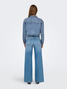 ONLY Cropped denimjakke med knitter -Medium Blue Denim - 15318279